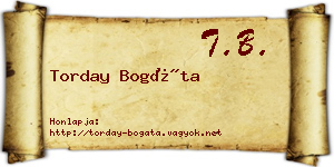Torday Bogáta névjegykártya